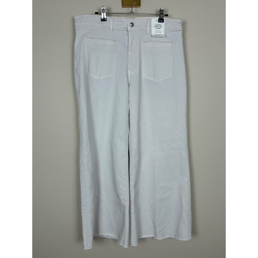 Madewell Flared Wide-Leg Jeans White Cropped High Rise NW265 Womens 32 NEW (K1)